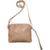 Woven clutch, satin beige w. light gold acc