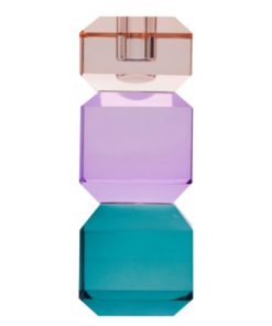 Krystalholder, fersken/violet/petrol, 6x6x15