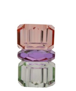 Krystalholder, fersken/violet/grøn, 4,5x4,5x7,5