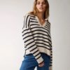 Lexington Peyton Full Milano Knitted Polo Sweater - genser - Blue/White stripe