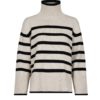 Fanning stripe knit blouse, off white
