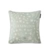 Logo Flower Embroidered Linen/Cotton Pillow Cover, green/white