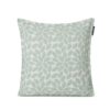 Printed Leaves Organic Cotton Pillow Cover, white/green
