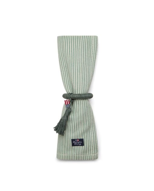 Lexington Striped Organic Cotton Oxford Napkin, green/white