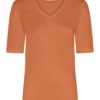 Linen TT v-neck t-shirt, caramel