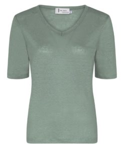 Linen TT v-neck t-shirt, granite