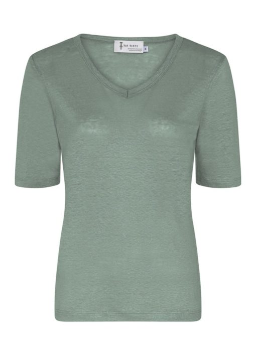 Linen TT v-neck t-shirt, granite