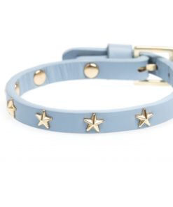 Leather star stud bracelet mini, cool blue