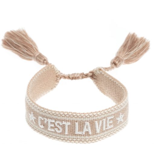 Woven friendship bracelet, "C'est La Vie" sand