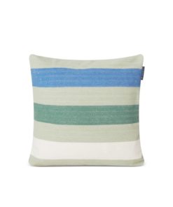 Lexington Block Striped Organic Cotton Pillow Cover - putetrekk - Green/Blue/White