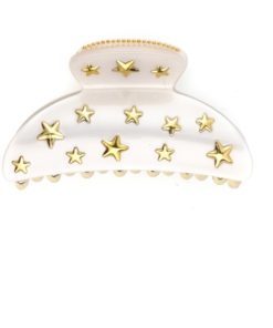 Star stud hair claw large, white