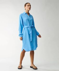Lexington Isa Linen Shirt Dress - skjortekjole - blue