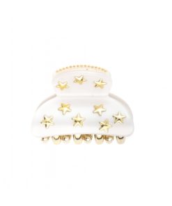 Star stud hair claw small, white