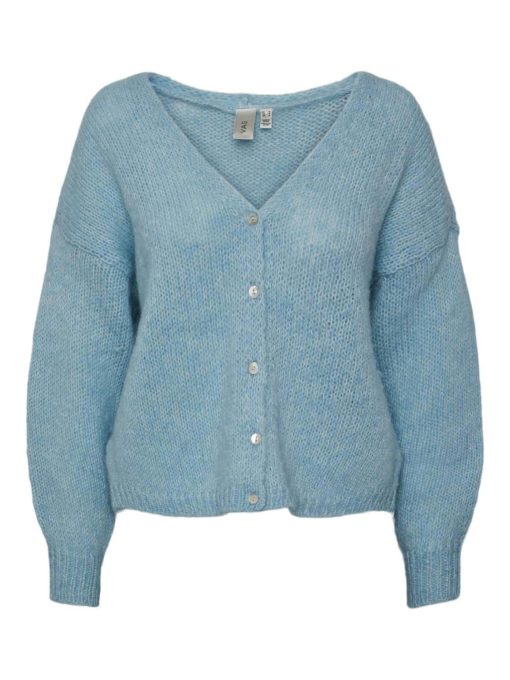 Y.A.S Yasilvi ls v-neck cardigan, aquamarine