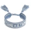 Woven friendship bracelet, "Je t'aime" blue