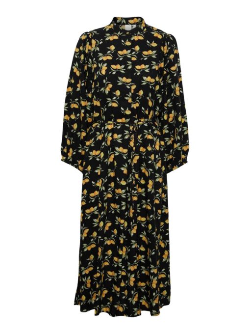 Y.A.S Yascitri 3/4 midi shirt dress - kjole - black/citri print