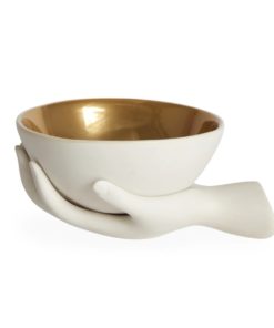 Eve Accent Bowl - White/Gold Interior