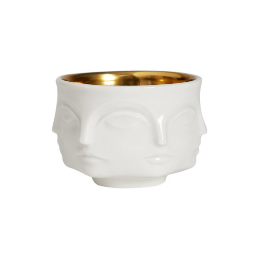 Muse Votive Holder - White/Gold Interior