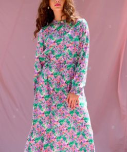 Noella Miu dress - kjole - lilac/green blurry flower