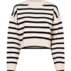 Neo Noir Rebekka stripe knit blouse - genser - sand