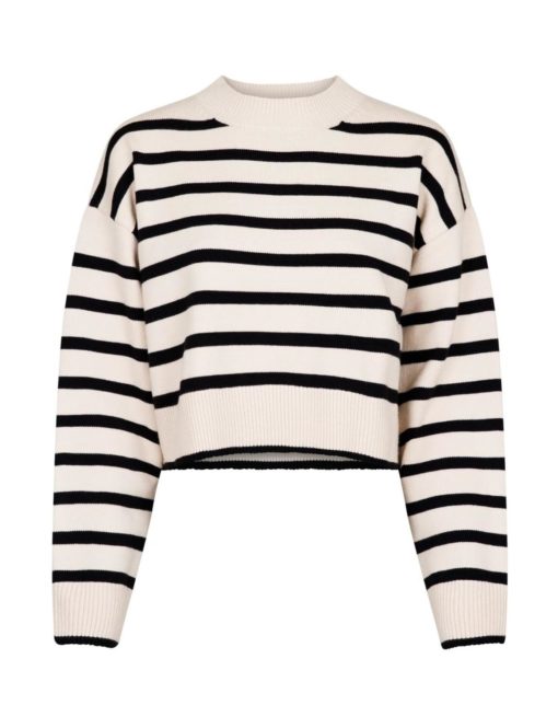 Neo Noir Rebekka stripe knit blouse - genser - sand
