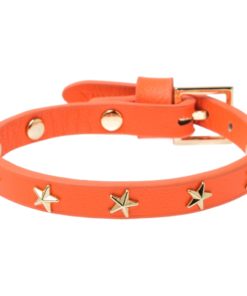 DARK Leather star stud bracelet mini - armbånd - orange