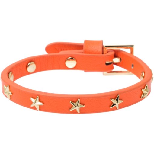 DARK Leather star stud bracelet mini - armbånd - orange