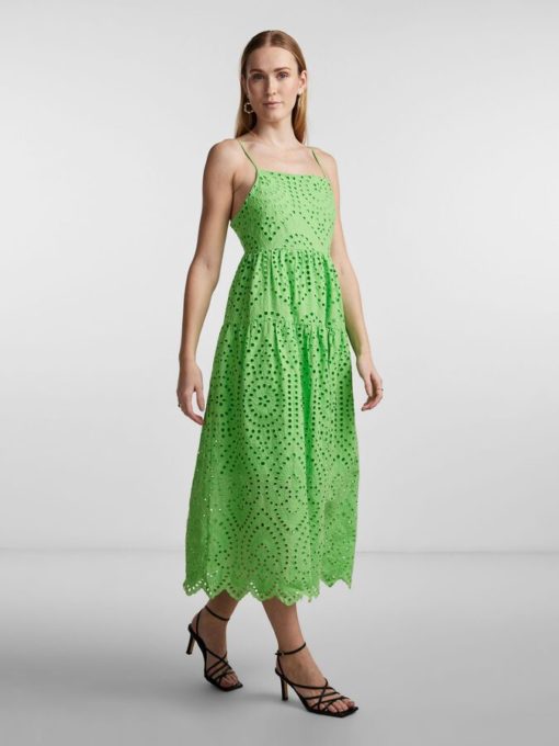 Y.A.S monica strap midi dress - kjole - poison green