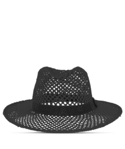 Day Crochet Straw Hat, black
