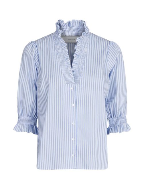 Neo Noir Brionky mix stripe blouse, light blue