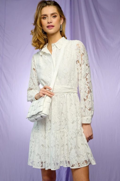 Noella pixi shirt dress lace, white