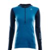 Aclima  WarmWool Hood Sweater w/zip W Navy Blazer/Blue Sapphire/Azure