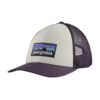 Patagonia  P-6 Logo LoPro Trucker Hat White w/Piton Purple