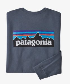 Patagonia Men's L/S P-6 Logo Responsibili-Tee Plume Grey
