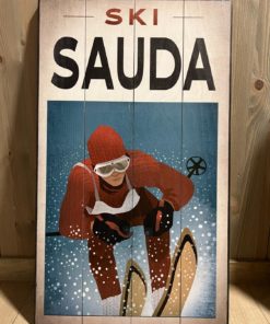Villmarksdesign Retroskilt  Ski Alpine Sauda Norge 35x61