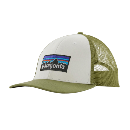 Patagonia  P-6 Logo Lopro Trucker Hat White W/Buckhorn Green