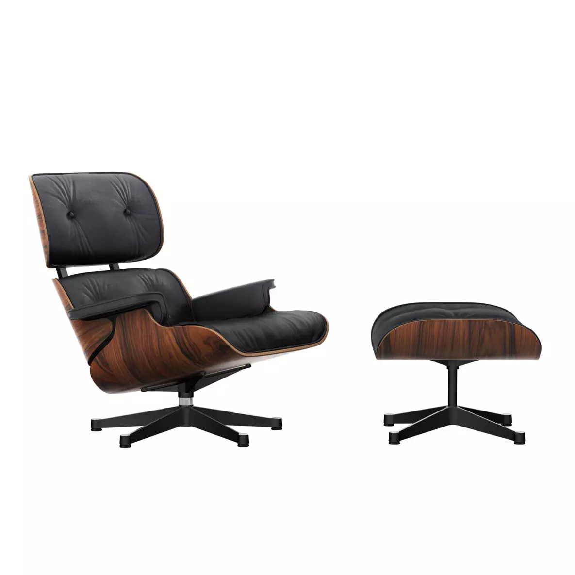 Eames Lounge Chair m/Ottoman Palisander/Premium Leather Nero