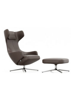 Grand Repos Lenestol & Ottoman Leather Premium/Chrome Base