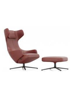 Grand Repos Lenestol & Ottoman Leather/Black Base