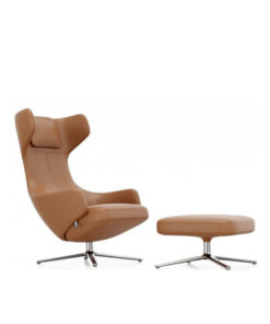 Grand Repos Lenestol & Ottoman Leather/Chrome Base