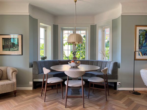 Spisestue hos prosjektkundene Anne og Morten