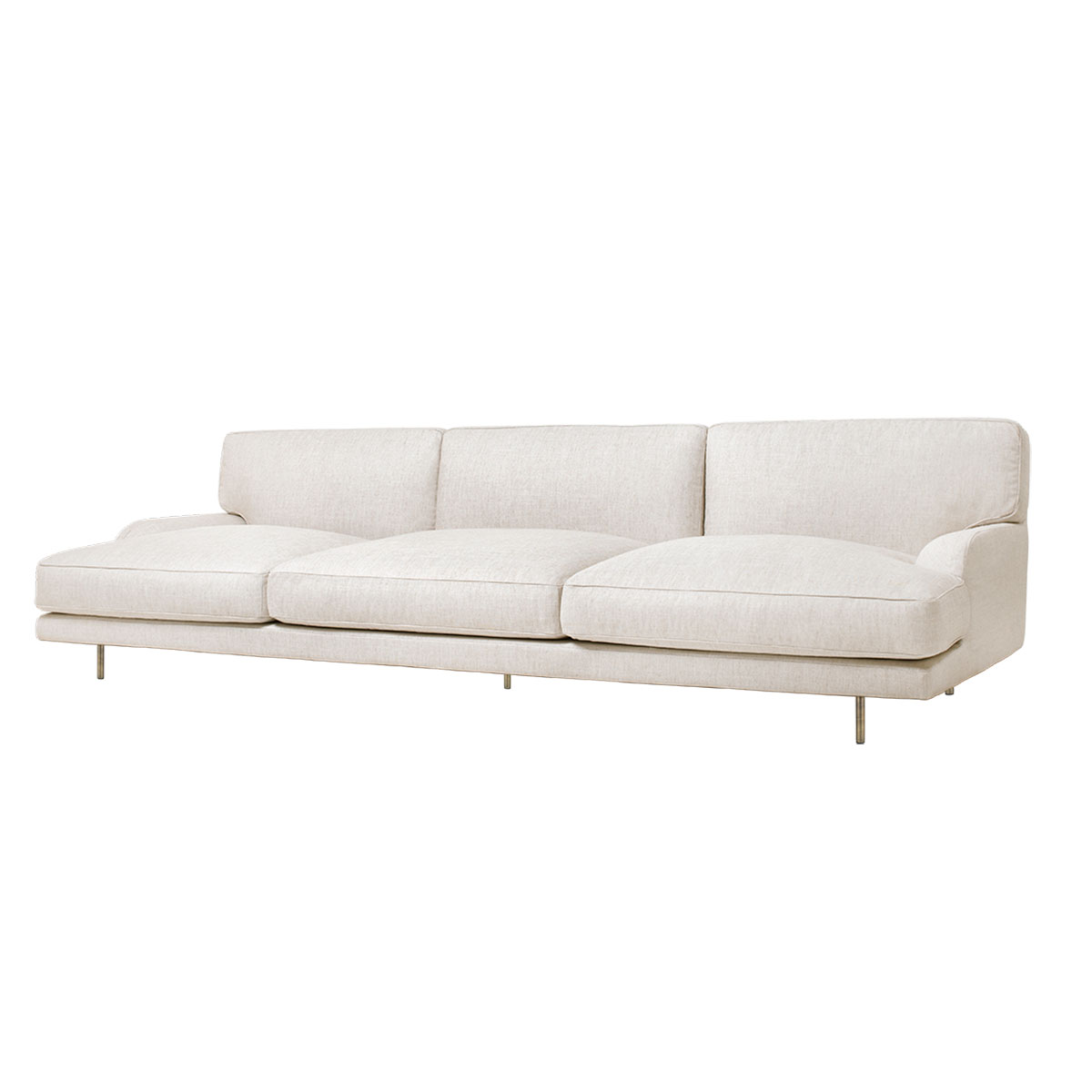 Hvit sofa med sorte ben og lave armlener