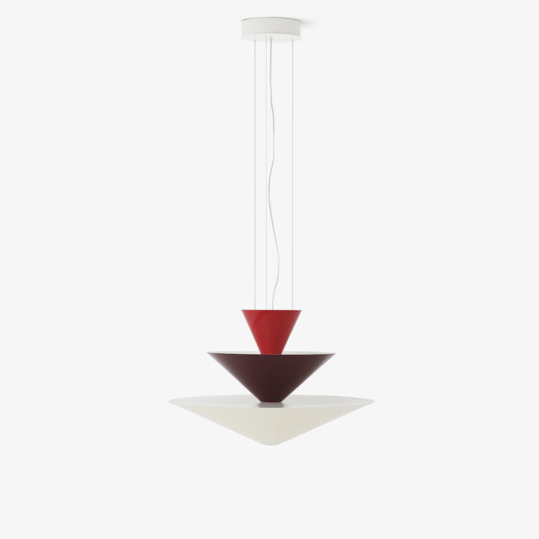 Gio LN14 Taklampe Vermilion Red, Dark Burgundy & Ecru White