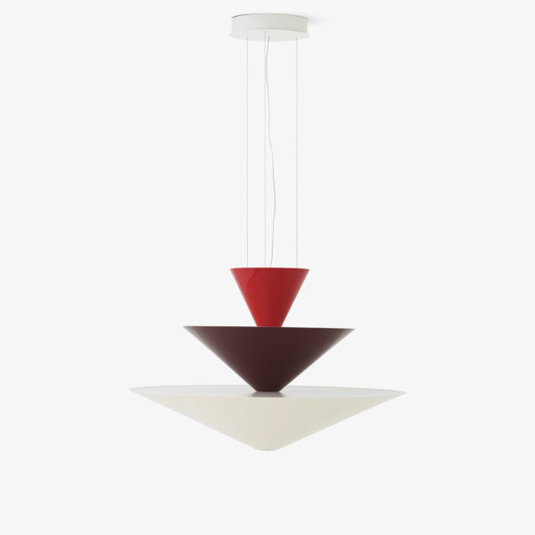 Gio LN15 Taklampe Vermilion Red, Dark Burgundy & Ecru White