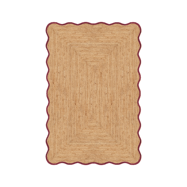 Gulvteppe Scallop Jute Burgundy 200x300cm