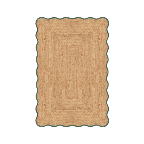 Gulvteppe Scallop Jute Dark Green 140x200cm