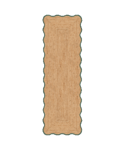 Løper Scallop Jute Dark Green 75x200cm