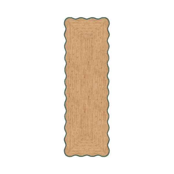 Løper Scallop Jute Dark Green 75x200cm