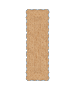 Løper Scallop Jute Misty Blue 75x200cm