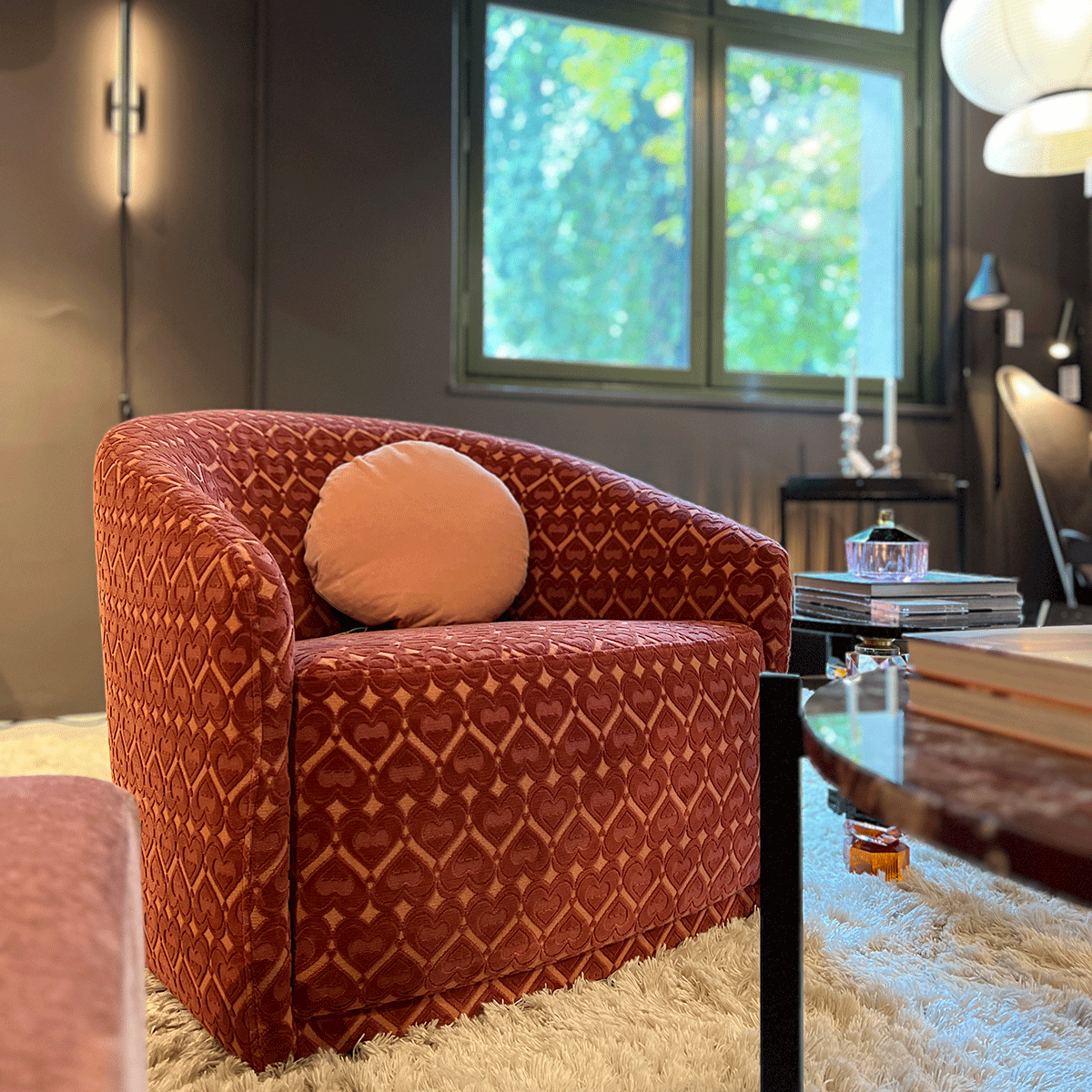 Maroon Lenestol m/Sving Romo Hearts Ruby